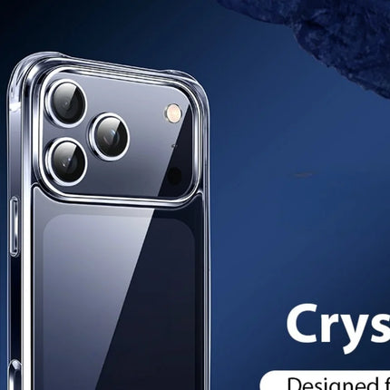 OKEYWOW clear shockproof bumper case for iPhone 17, 17 Pro, and 17 Pro Max, showing its anti-yellowing protective design.