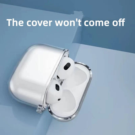 Transparent TPU case for AirPods 4th Gen by OKEYWOW, showing a clear protective cover for earphones with a sleek, minimalist design.