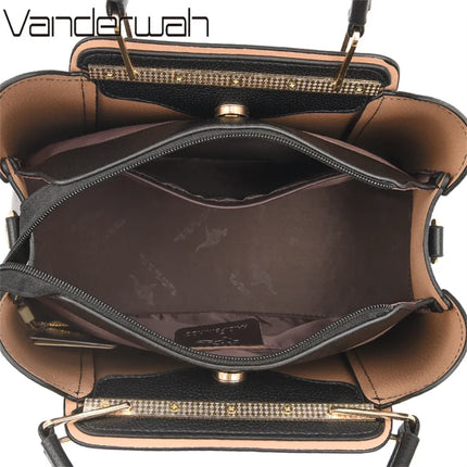 Women Leather Crossbody Bag 3-Layer Large Capacity Shoulder Tote Designer Messenger Bag