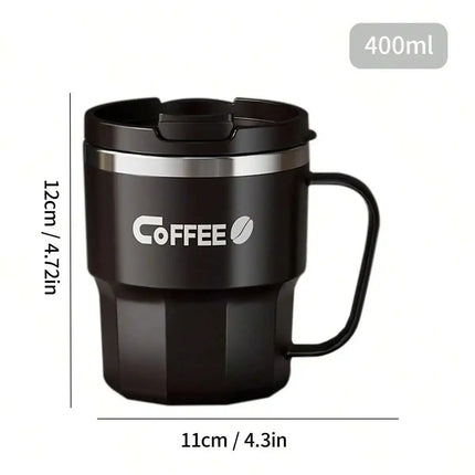ThermoSip Stainless Steel Insulated Coffee Mug with Lid & Handle