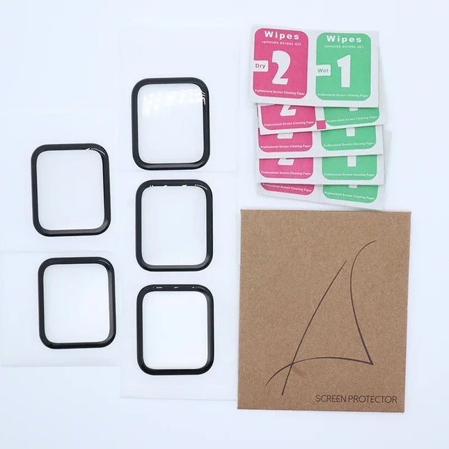 Apple Watch 5-pack soft film screen protectors for 38mm to 49mm models, designed for Series 11 to 6 and SE, by OKEYWOW.