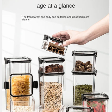 FreshLock Grain Storage Jar Set Sealed Plastic Moisture Proof Kitchen Organizer Box