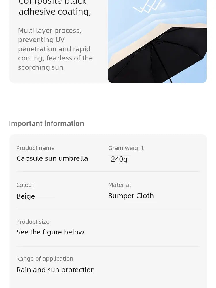 Travel UmbrellaCompact Lightweight Portable Automatic Strong Waterproof Folding Umbrellas With 6 Rib Reinforced Auto Open Close