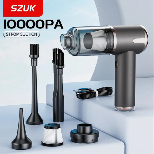 SZUK 10000PA Car Vacuum Cleaner: Wireless, Portable Cleaning Machine for Car and Home, Powerful Handheld Cleaner for Keyboards