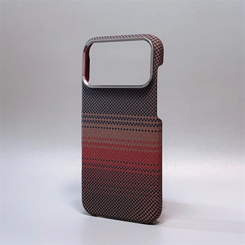 iPhone 14/15/16/17 Pro Max/Air Case Carbon Fiber Abstract Geometric for MagSafe Cover Camera Alloy Armor Military Shockproof