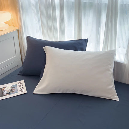 Okeywow solid color brushed fabric bedding set including duvet cover, pillowcases, bed sheet, and quilt cover in various sizes.