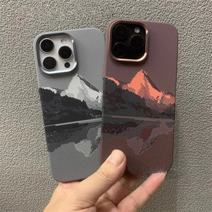 PeakCarbon MagSafe Case for iPhone 17/16/15 Pro Max Mountain Relief Hard PC Lens Frame Cover