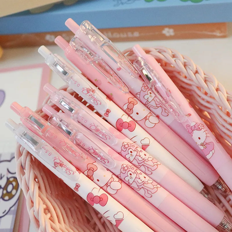 4Pcs Sanrio Hello Kitty 0.5mm Gel Pens: Girls' Stationery Bulk Press Pen Set, Kawaii Pink Student Supplies - Kids Toy Gift