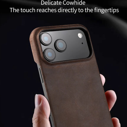 OKEYWOW iPhone 17/16/15 MagSafe Retro leather case with pull-up back cover, magnetic design, genuine leather, stylish protection.