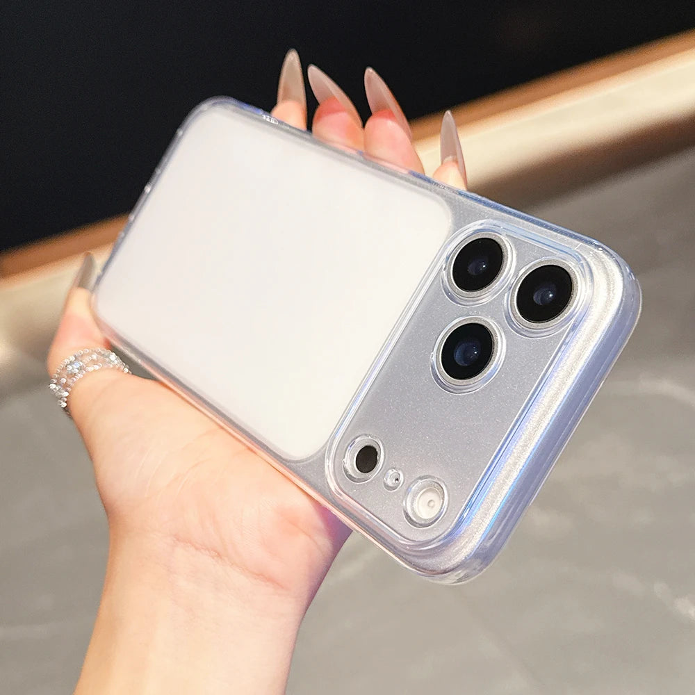 17ProMax-Look Orange Transparent Case for iPhone 13/14/15/16/17 Pro Max – Clear Matte Ultra-Thin Soft TPU Cover