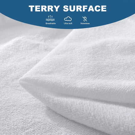 Waterproof Terry fitted sheet mattress protector by OKEYWOW with deep pockets and breathable fabric, designed to fit elastic mattresses.