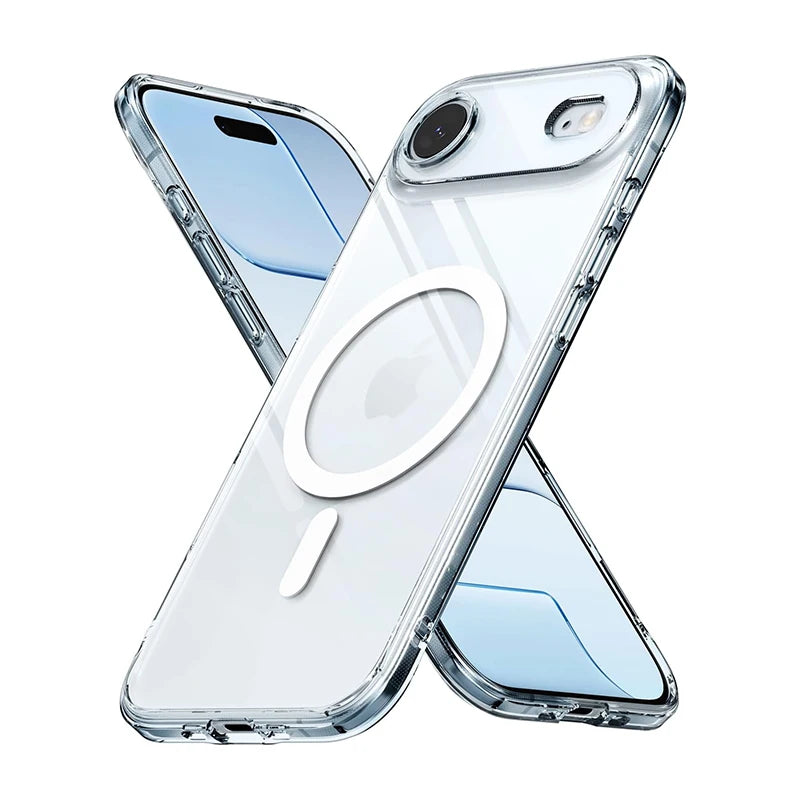 Camera Protection Hybrid MagSafe Case for iPhone 11–17 Series (Air/Plus/Pro Max/16E) – Hard Silicone Magnetic Cover