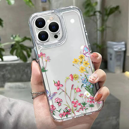 Clear silicone iPhone case with floral design for iPhone 12/13/14/15 Pro Max, XR, XS, SE, shockproof cover by OKEYWOW.