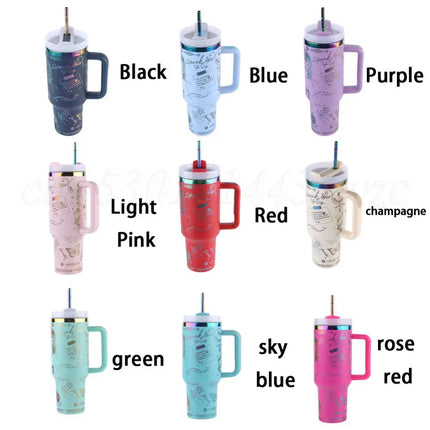 ThermoRide 40oz Stainless Steel Car Mug Vacuum Insulated Travel Tumbler with Straw