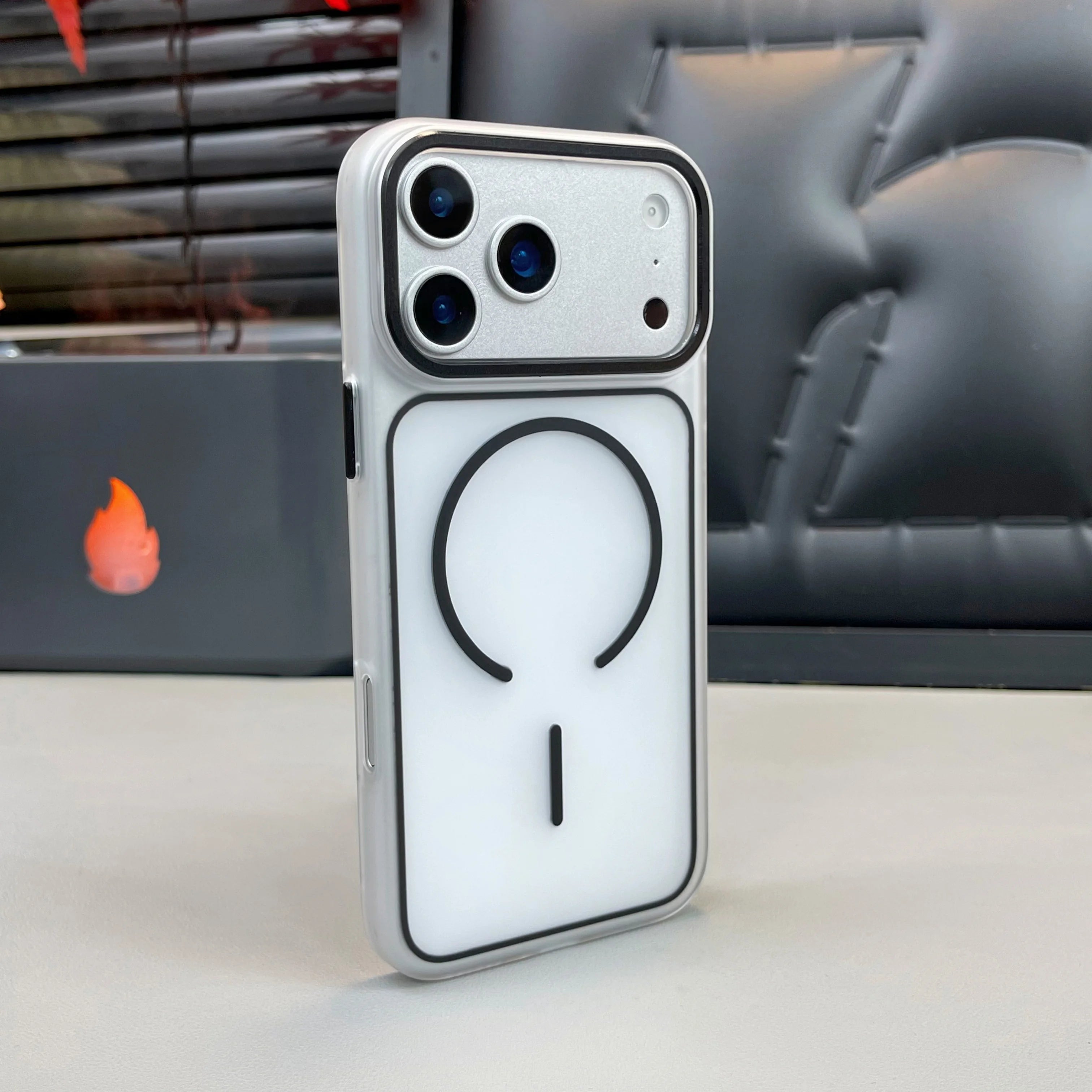 Luxury Translucent Matte Frosted PC Phone Case with Metal Button for iPhone 15/16/17 Air/17 Pro Max – MagSafe Magnetic Cover