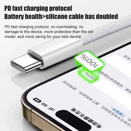 TurboBraided 60W USB C Cable for iPhone 17 16 15 Pro Max Air Plus Fast Charge Type C Data Cable