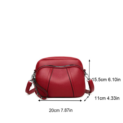 Women Rivet Crossbody Phone Bag Soft Leather Small Square Shoulder Bag Zipper Purse