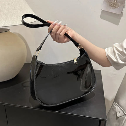Women PU Leather Shoulder Bag Retro Solid Color Hobo Underarm Handbag Casual Designer