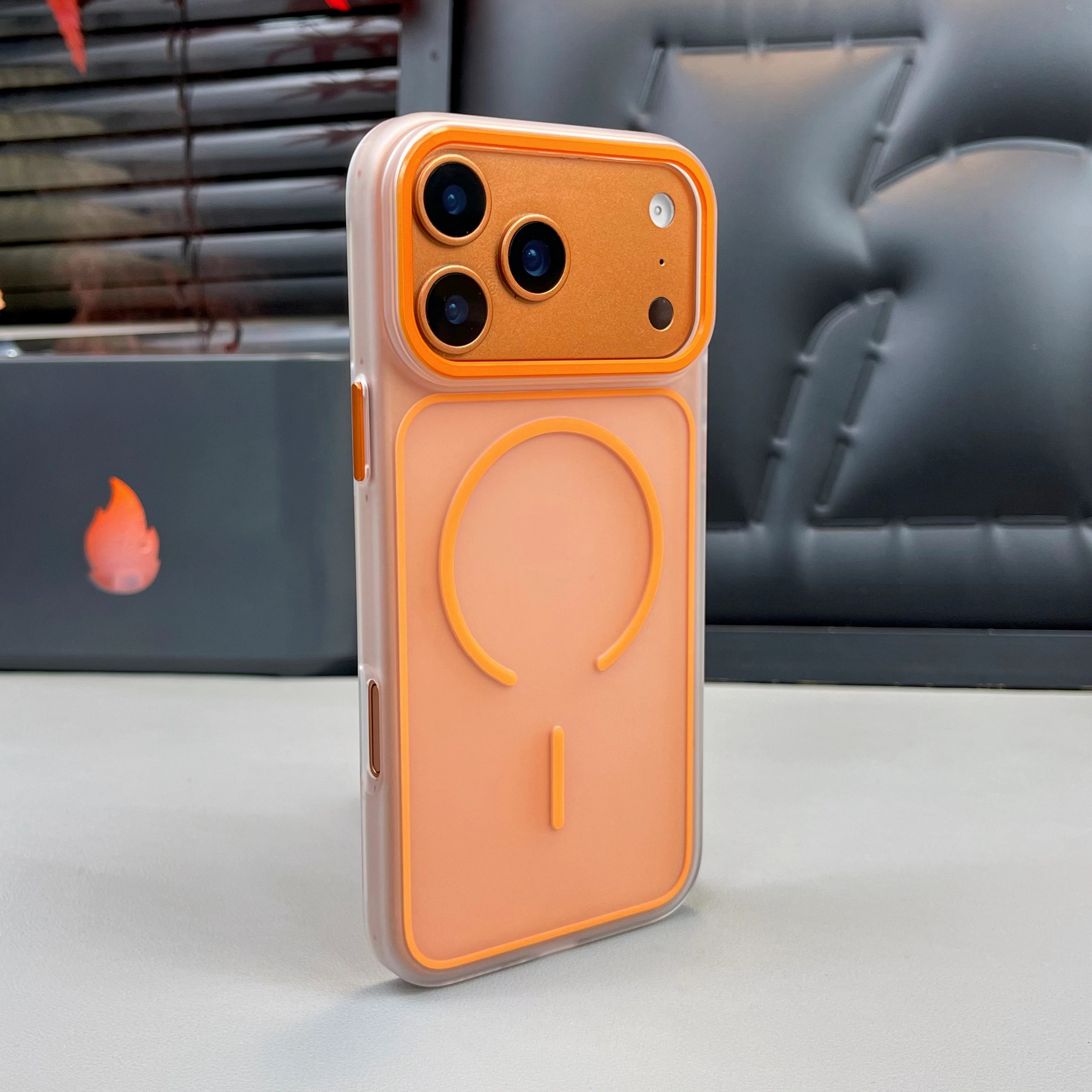 Luxury Translucent Matte Frosted PC Phone Case with Metal Button for iPhone 15/16/17 Air/17 Pro Max – MagSafe Magnetic Cover