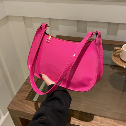 Women PU Leather Shoulder Bag Retro Solid Color Hobo Underarm Handbag Casual Designer