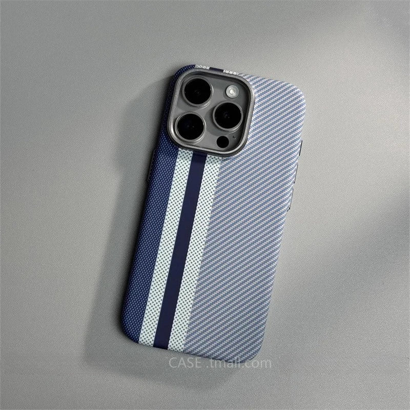 Relief Carbon Fiber MagSafe Case for iPhone 15 Pro Max 16 17 Pro Phone Cover Camera Metal Lens Protective Shell Hard PC Fundas