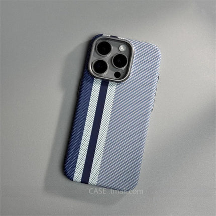 OKEYWOW iPhone 17/16/15 Pro Max relief carbon fiber MagSafe case with metal lens camera protection and hard PC cover.
