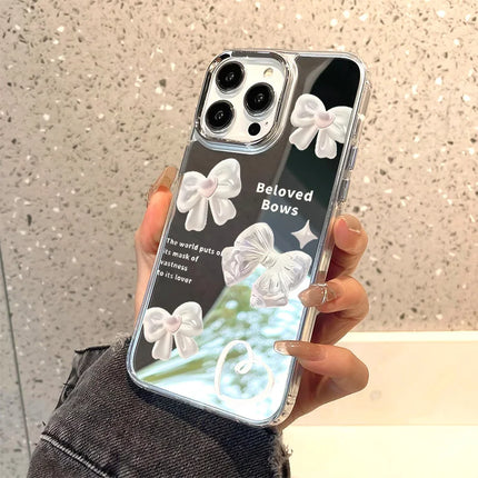 OKEYWOW mirror bowknot iPhone case with shockproof cover for iPhone 11 Pro Max, XR, XS, featuring a stylish bowknot design.