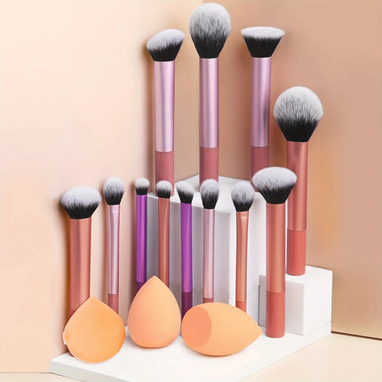 ClassicBlend 12-Piece Makeup Brush Set with Beauty Blenders & Powder Puff