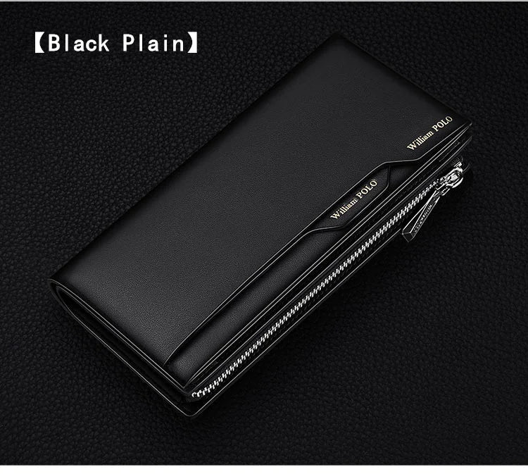 WilliamPOLO Male Genuine Leather Wallets Men Wallet Credit Business Card Holders Fashion Mobile Phone Bag Zipper Purse Handbag