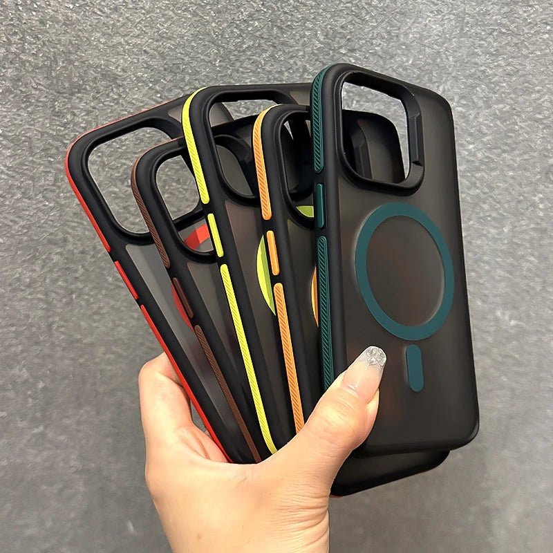 Shockproof Color Bumper Armor For Magsafe Case For iPhone 16 15 14 Plus 13 12 11 Pro Max Hybrid Wireless Charge Clear Cover