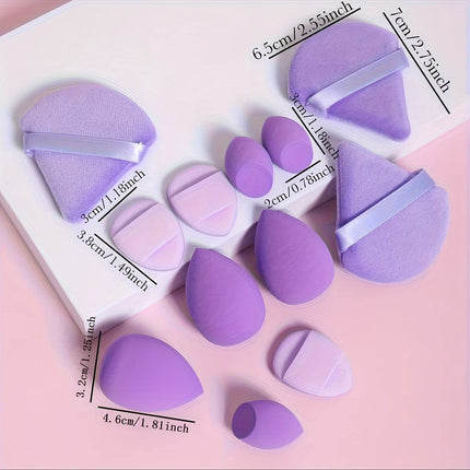 Velvet Cloud 12 Piece Makeup Sponge Set Powder Puffs Mini Cushion Eggs Beauty Blenders
