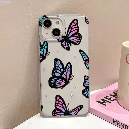 Transparent TPU iPhone Butterfly Case by OKEYWOW, shockproof cover for various iPhone models including Pro and Mini.