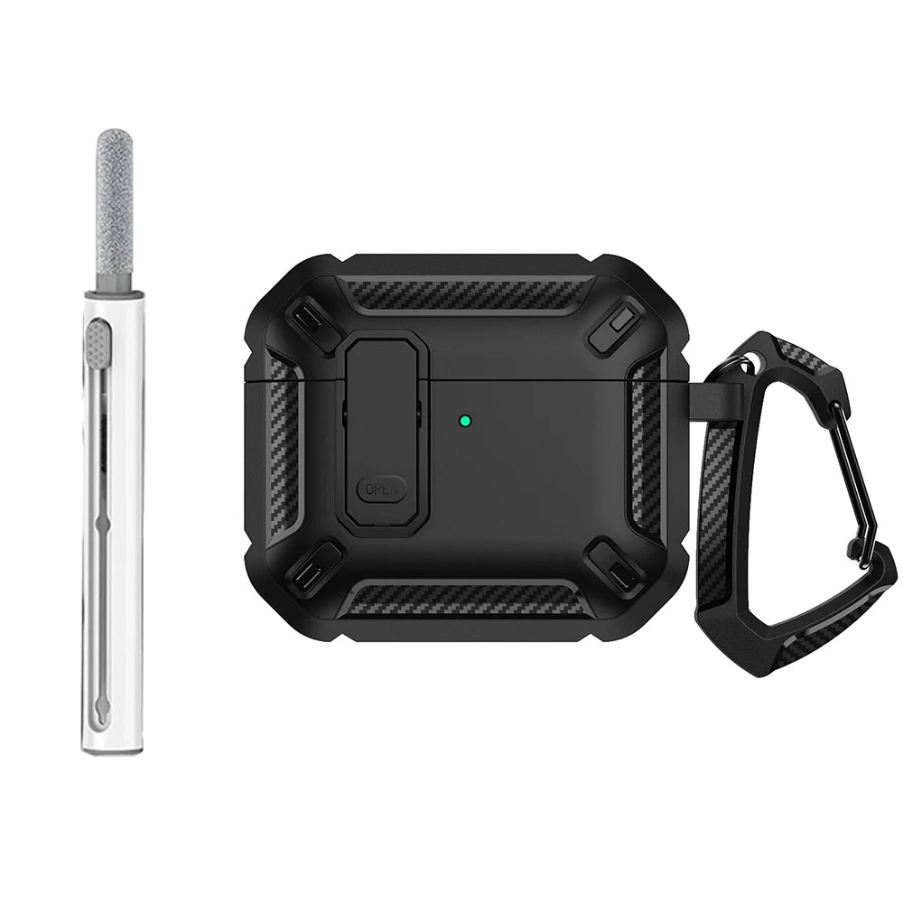 Security Lock Case for AirPods 4 – TPU+PC Protective Cover with Hook for 4th Gen