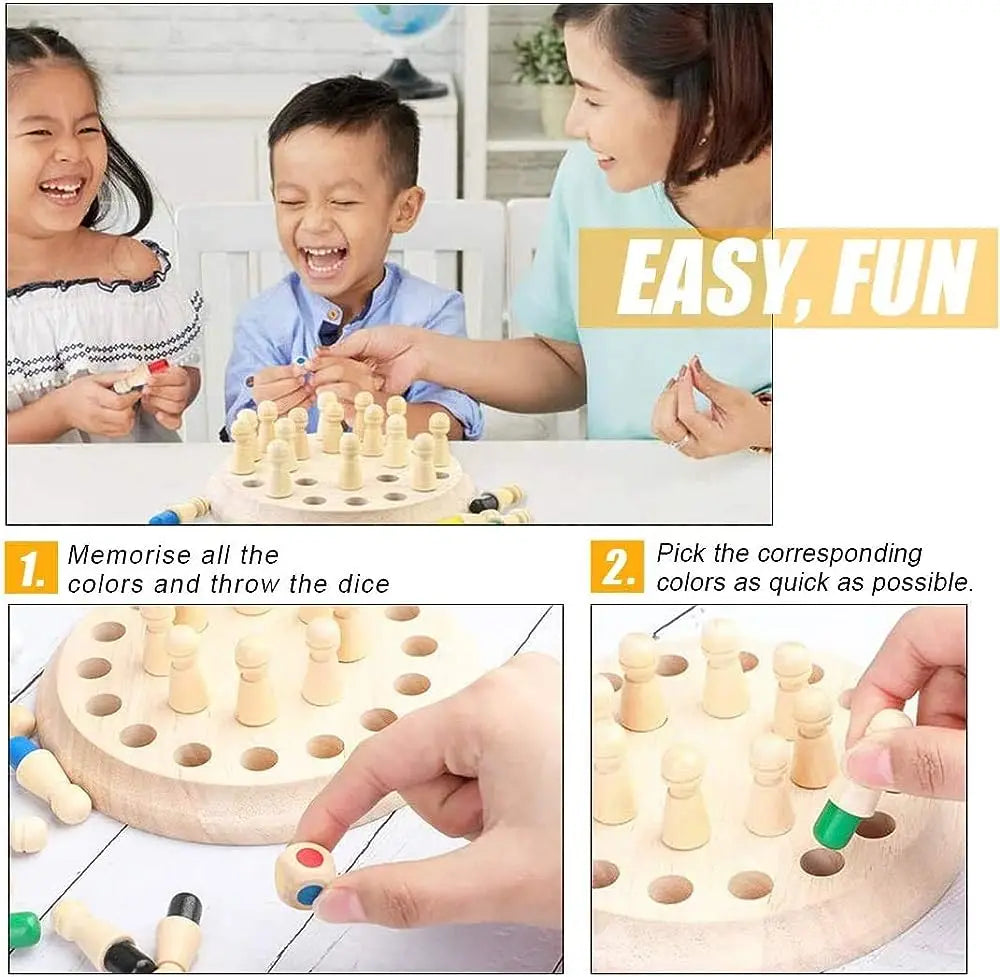 Wooden Memory Match Stick Chess Game: Montessori Educational Toy Enhancing Cognitive Abilities and Learning for Children