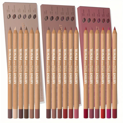 Velora Beauty 6pcs Velvet Matte Lip Liner Set Waterproof Long Lasting Brown Shades