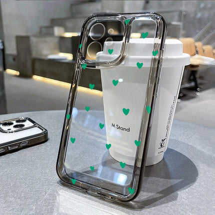 OKEYWOW clear heart iPhone case for 12/11/13/14/15 Pro Max XR XS SE, shockproof soft cover with heart design.