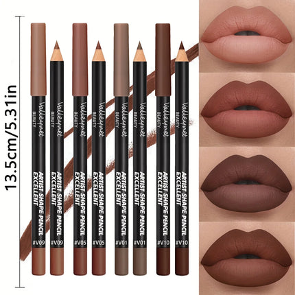 Velora Beauty 4pcs Matte Lip Liner Set Waterproof Long Lasting Brown Purple Pink Series
