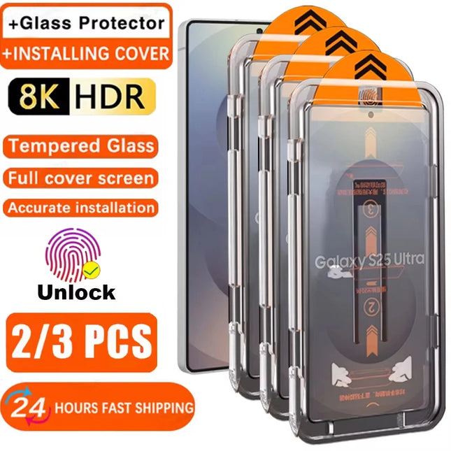 OKEYWOW Samsung tempered glass screen protector for S21, S22, S23, A16, A26, A36, A54, A55, A56 with easy install feature