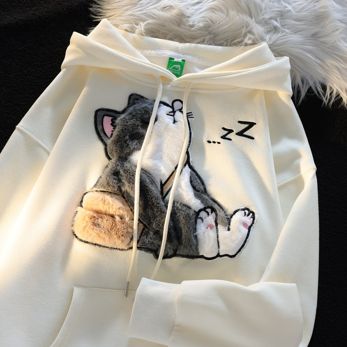 Ragdoll Flocking Hooded Sweater Couple Jacket