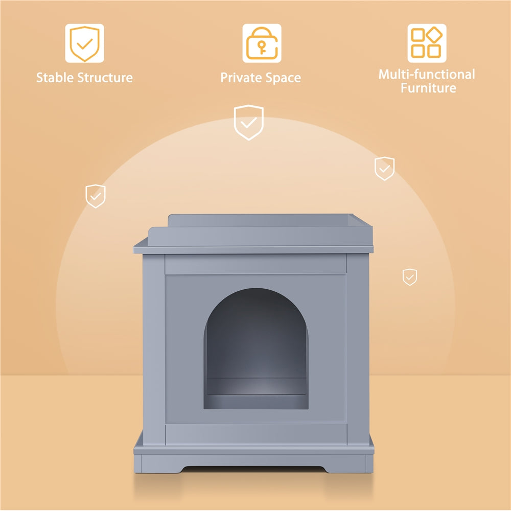 Costoffs Pet Litter Box Wooden Storage Bench Side Table with Double Doors for Cat, Decorative Cat Litter Box Hidden Bathroom