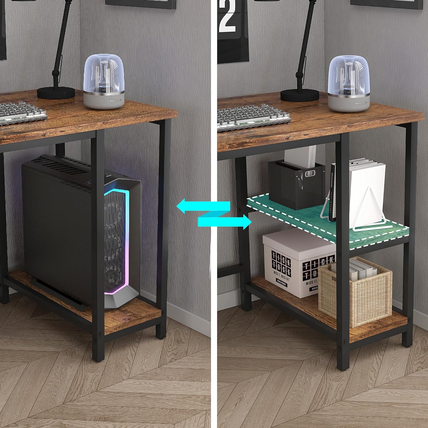 MCC direct Computer Desk, Writing Desk with 2 Shelves on Left or Right, Work Table for Office Home Study Writing Table Chicago