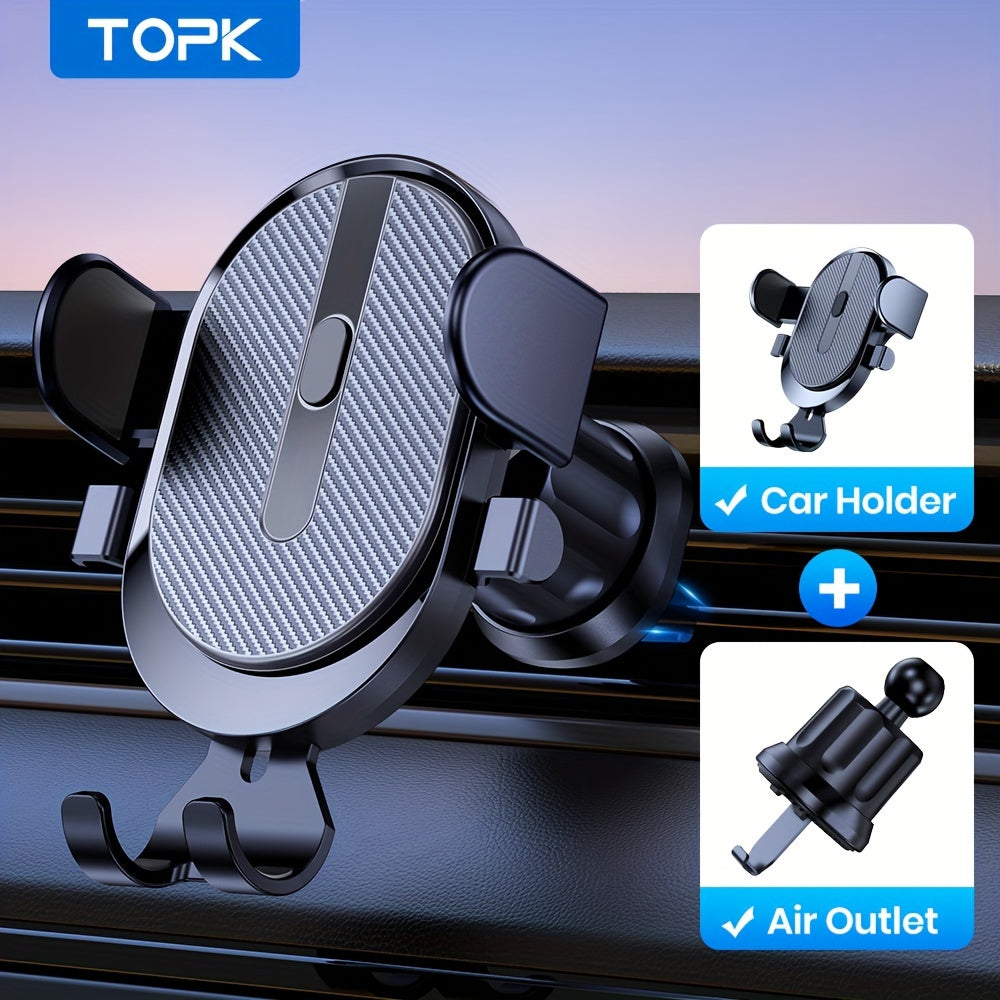 Phone Holder Mount, TOPK [Upgrade Auto Locking]  Phone Holder with Hook Clip for  Air Vent Compatible with iPhone  etc., Car Accessory, Travel Gadget, Compact Design, Secure Grip, Highquality Holder, Reliable Mount, Drivers,