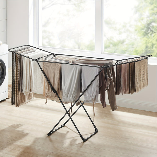 Clothes Airer, Foldable Clothes Drying Rack, Clothes Horse With Gullwings, Free-Standing Laundry Rack, Indoor Outdoor Use, Bed Linen Clothing