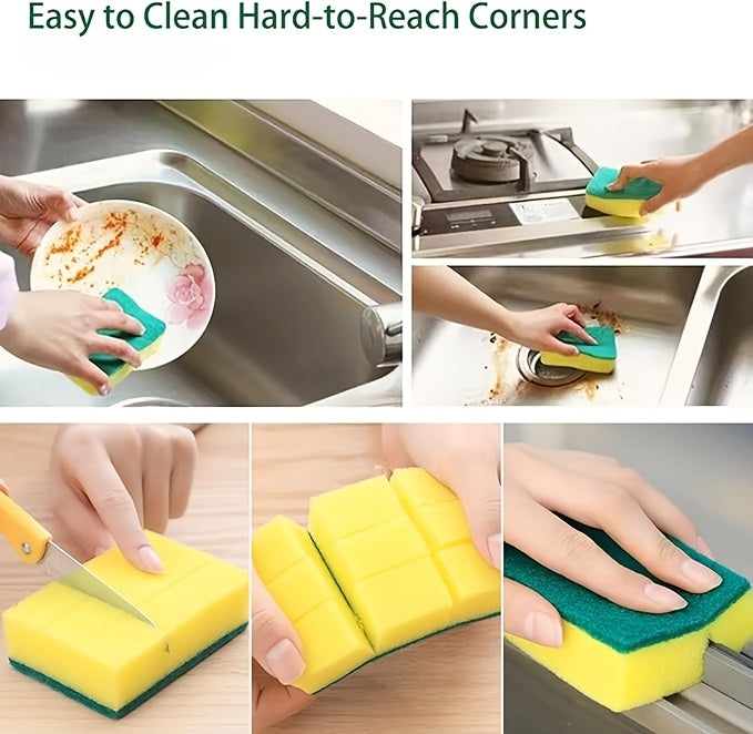 [Durable Dish Sponge] Durable Double-Sided Cleaning Dish Sponge - High-Quality Kitchen Scrubber with Textured Surface for Efficient Dishwashing, Includes Storage Case & Dish Soap