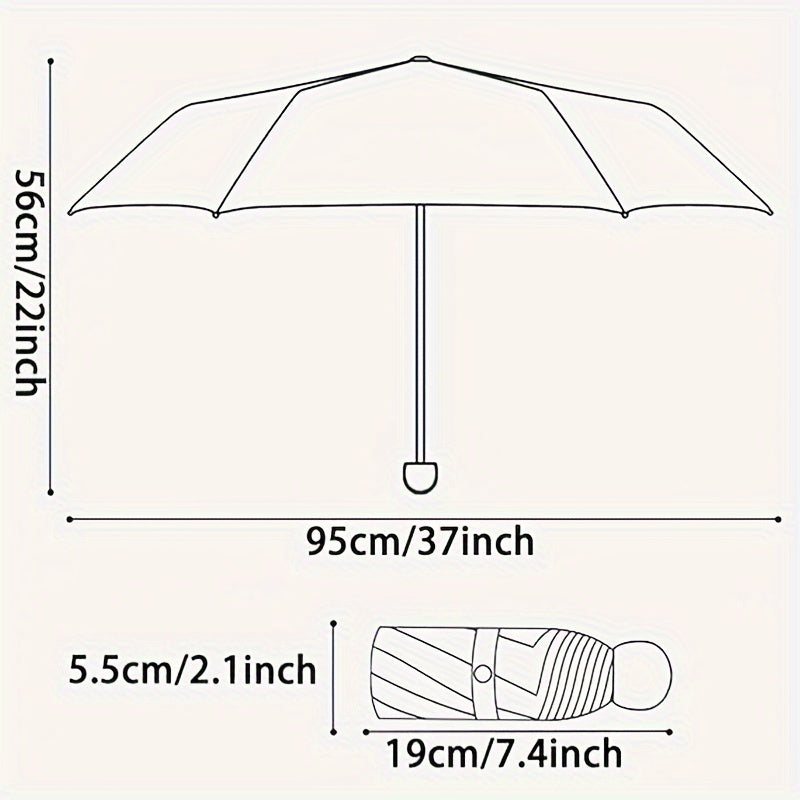 Thickened 5-Fold Mini Umbrella – Windproof, Ultra-Light, Compact Capsule Design, 6-Rib Manual Open with Rubber Handle, Stylish Portable Umbrella for Men, Women & Kids