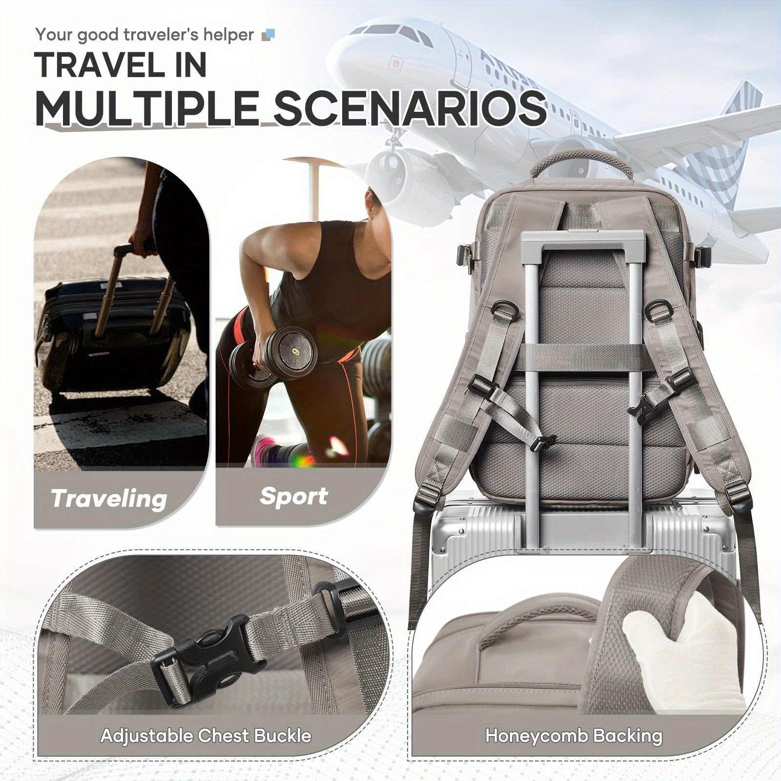 Lightweight Large Capacity Travel Vacuum Backpack - Durable Nylon Business & Vacation Bag with Multiple Compartments, Adjustable Shoulder Straps, and Secure Zippers for Men and Women, Business Travel Bag, Spacious Compartment