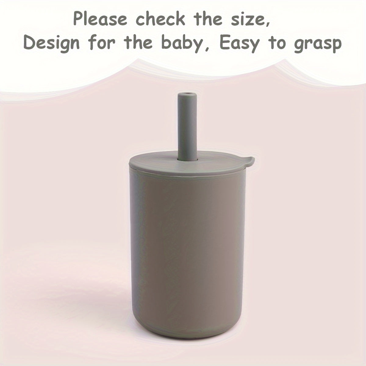 1-Pack Water Bottle Baby Soft Water Straw Cup Feeding Cup, Food Grade Silicone, Unbreakable, Easy Grip, Leak Proof, Reusable, Machine Washable, with Silicone Sippy Straw, for Baby, Camping, Outdoors