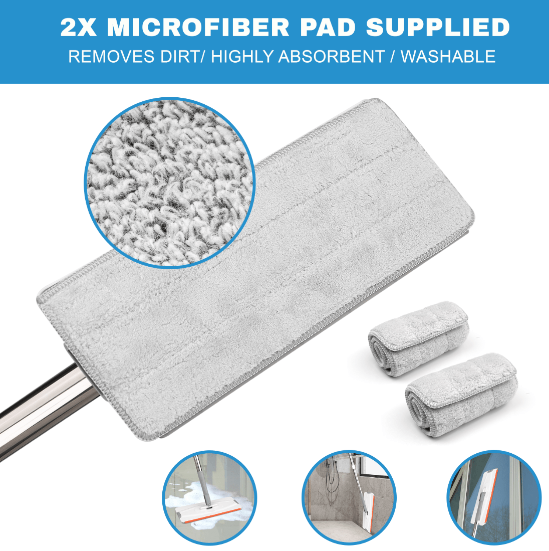 Mop Bucket Cleaning Kit, Including Mop and Bucket and Change the Mop Pad, Hand Wash Free Mop, Wet and Dry Mop, Multifunctional Bucket, Suitable for Tile, Marble, Wooden Floors, Cement Floor Cleaning, Reusable Mop Pads, Cleani