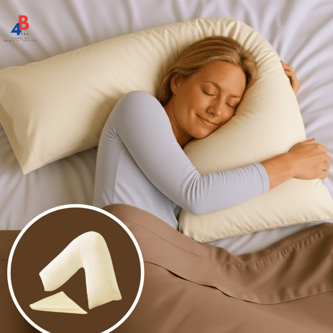 4B V-Shape Pillow - V-Shaped Support Pillow with Pillowcase – Soft & Durable Cushion for Neck, Back, Maternity & Post-Surgery Comfort