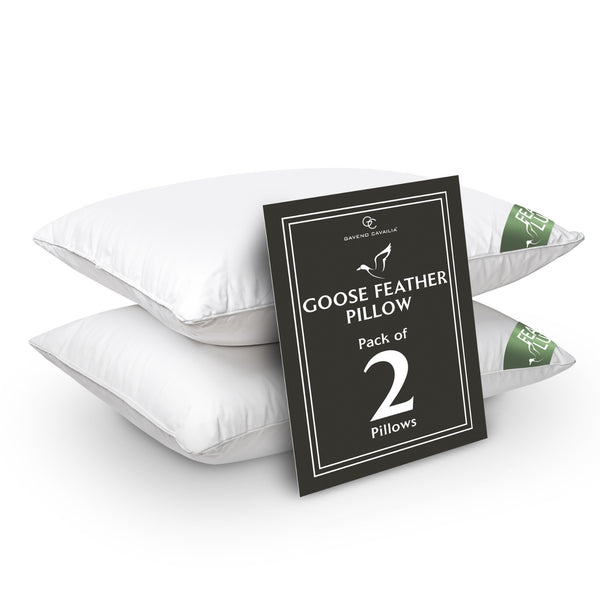 Multi-Pack Goose Feather Pillows | Available in 1 or 2 Packs | Light & Fluffy White Goose Fill Comfort | Support Pillow for Everyday Sleep | Local UK Brand | Fast Dispatch